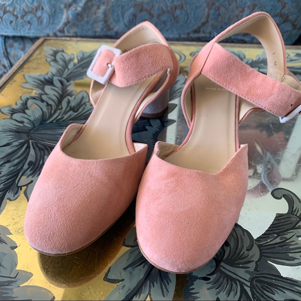Amalfi Pink suede strappy heels